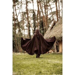 Hervir Wool Cloak with Liripipe Hood - Brown