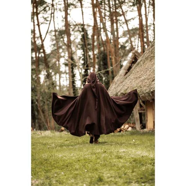 Hervir Wool Cloak with Liripipe Hood - Brown
