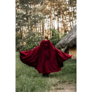 Hervir Wool Cloak with Liripipe Hood - Red