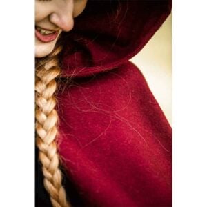 Hervir Wool Cloak with Liripipe Hood - Red