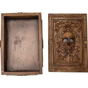 Wood-Finish Skull Tarot Box