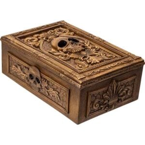 Wood-Finish Skull Tarot Box