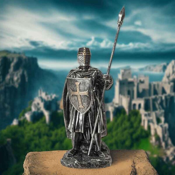 Medieval Crusader Spearman Statue