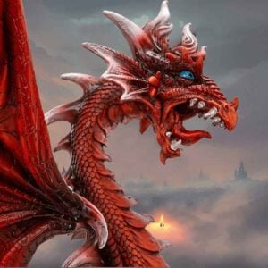 Furious Red Dragon Statue