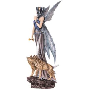 Fairy with Wolf Protectors Statue