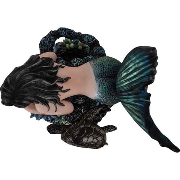Gothic Mermaid with Sea Turtle Statue