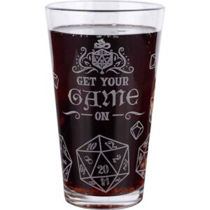 D20 Get Your Game On Pint Glass