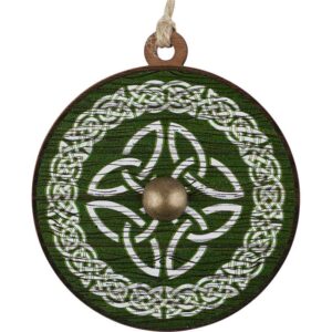 Green and White Celtic Shield Christmas Ornament