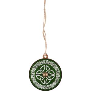 Green and White Celtic Shield Christmas Ornament