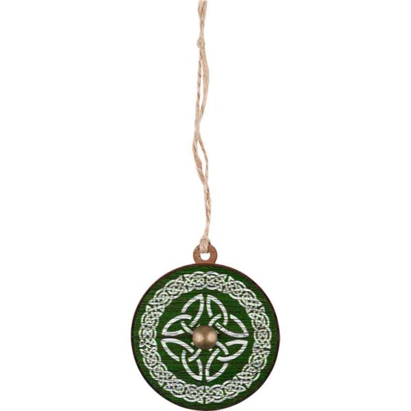 Green and White Celtic Shield Christmas Ornament