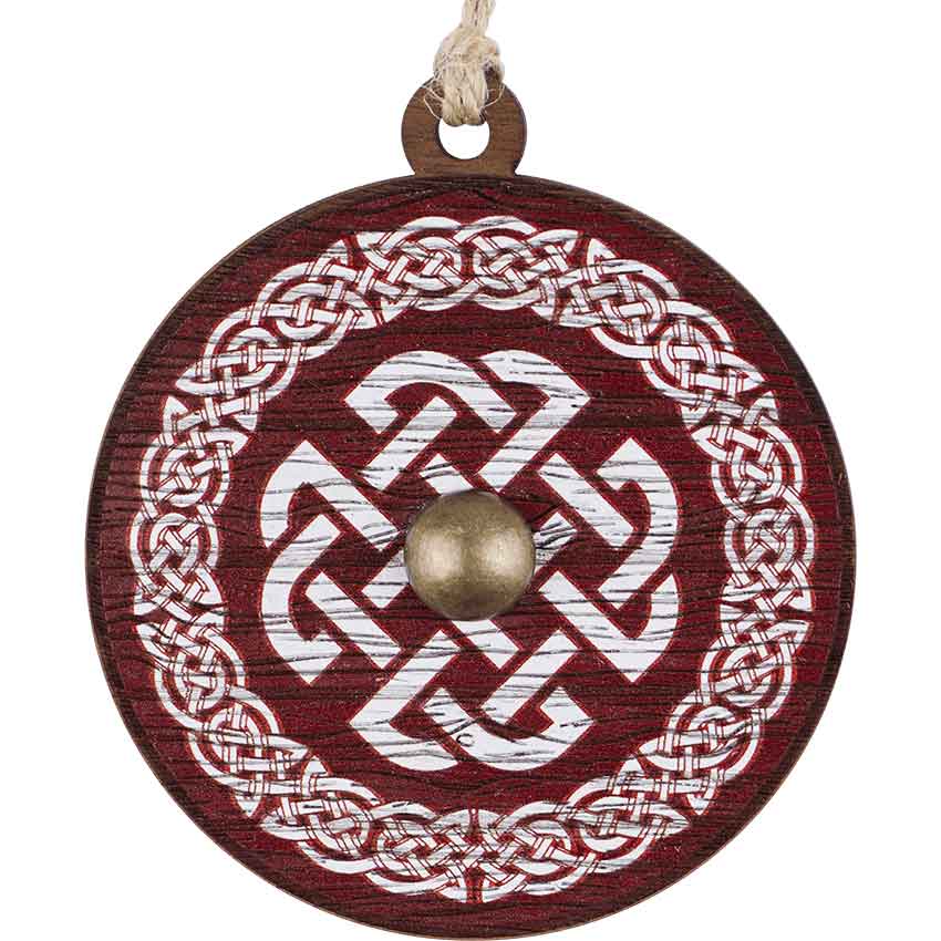 Red and White Celtic Shield Christmas Ornament