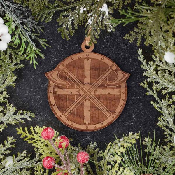 Viking Shield with Axes Christmas Ornament