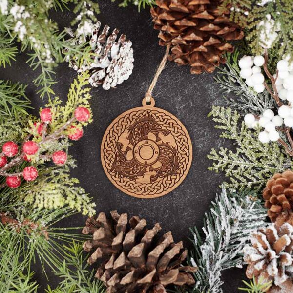 Celtic Wolf Shield Christmas Ornament