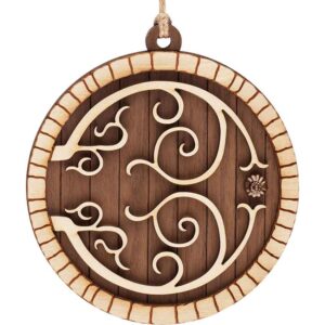 Walnut Hobbit Door Christmas Ornament with Aspen Trim