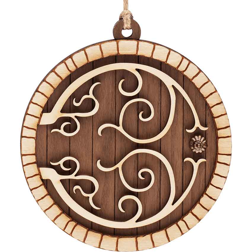 Walnut Hobbit Door Christmas Ornament with Aspen Trim