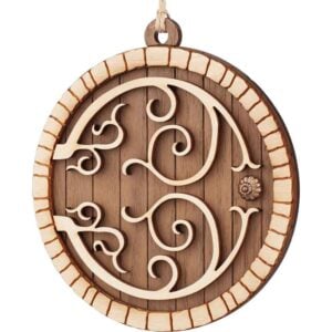 Walnut Hobbit Door Christmas Ornament with Aspen Trim