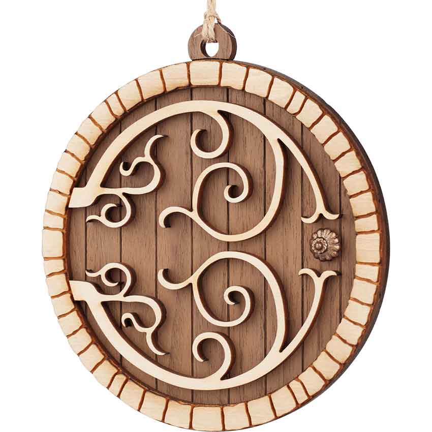 Walnut Hobbit Door Christmas Ornament with Aspen Trim