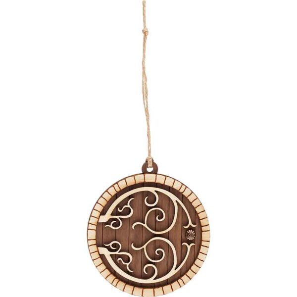 Walnut Hobbit Door Christmas Ornament with Aspen Trim