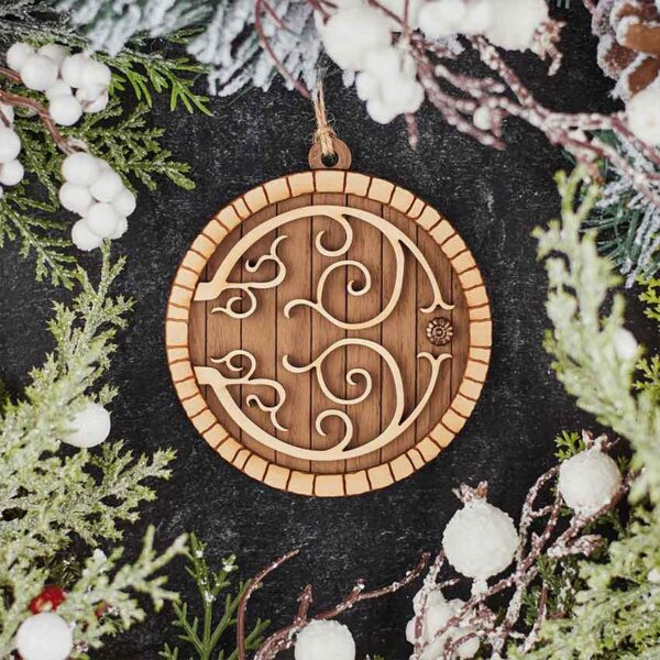 Walnut Hobbit Door Christmas Ornament with Aspen Trim