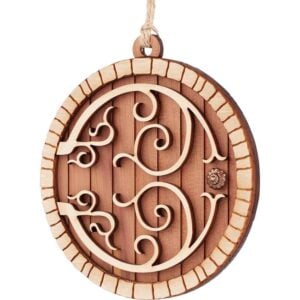 Red Cedar Hobbit Door Christmas Ornament with Aspen Trim