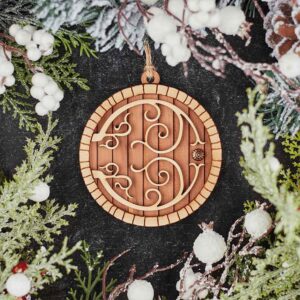 Red Cedar Hobbit Door Christmas Ornament with Aspen Trim
