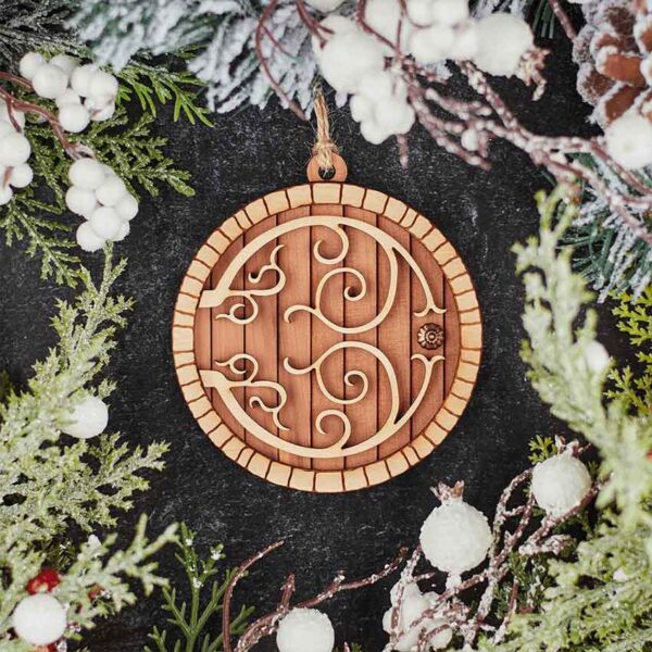 Red Cedar Hobbit Door Christmas Ornament with Aspen Trim