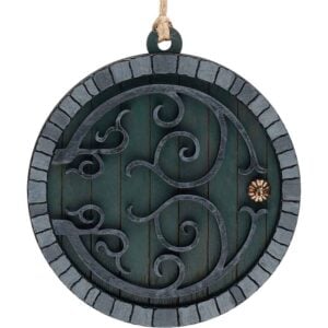 Green Hobbit Door Christmas Ornament with Grey Trim