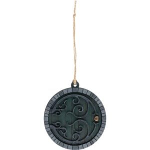 Green Hobbit Door Christmas Ornament with Grey Trim