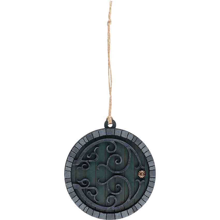 Green Hobbit Door Christmas Ornament with Grey Trim