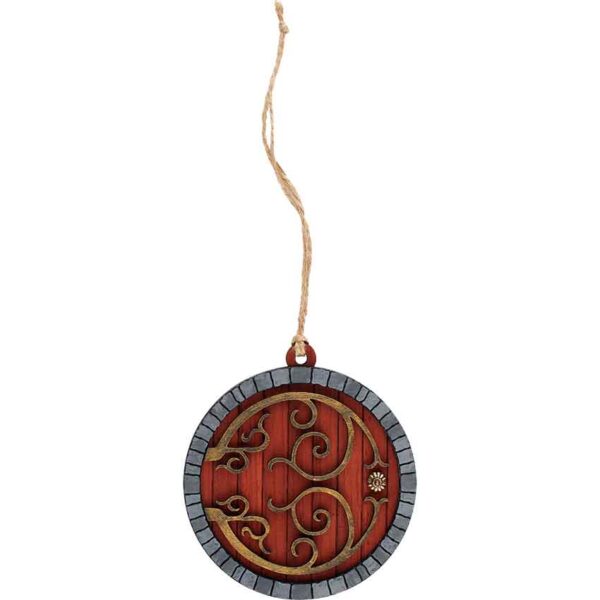 Padauk Hobbit Door Christmas Ornament with Grey Trim