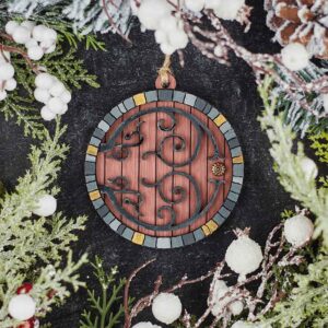 Purpleheart Hobbit Door Christmas Ornament with Stone Trim