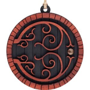 Black Hobbit Door Christmas Ornament with Padauk Trim