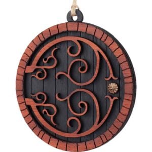 Black Hobbit Door Christmas Ornament with Padauk Trim