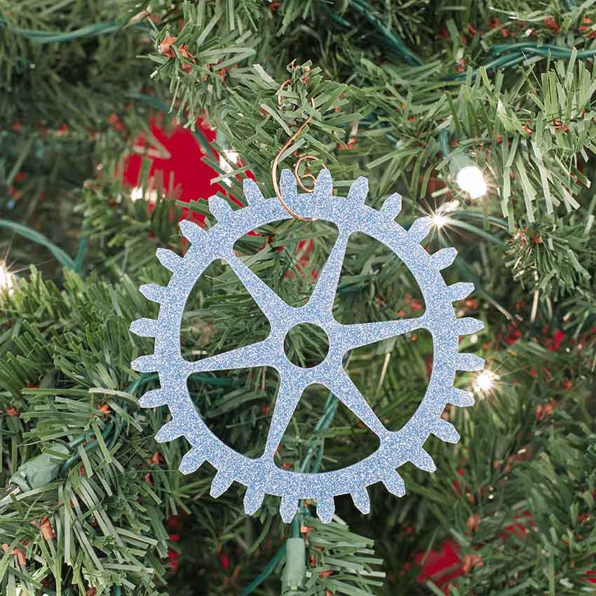 Steampunk Glitter Gear Ornaments - Set of 8