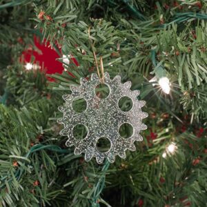 Steampunk Glitter Gear Ornaments - Set of 8