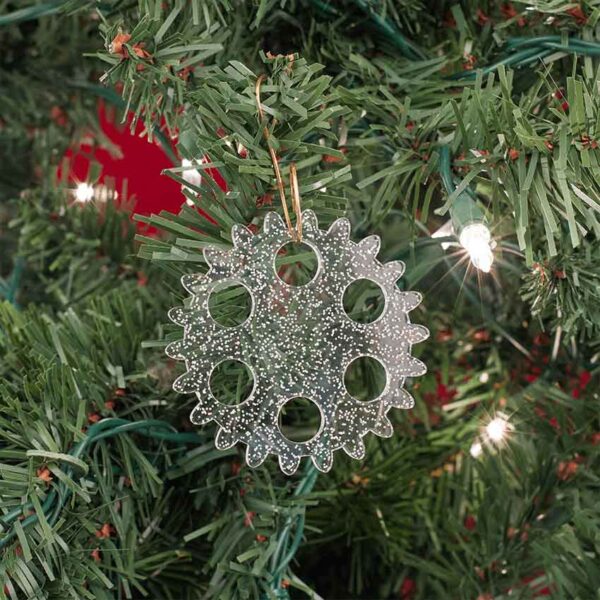 Steampunk Glitter Gear Ornaments - Set of 8