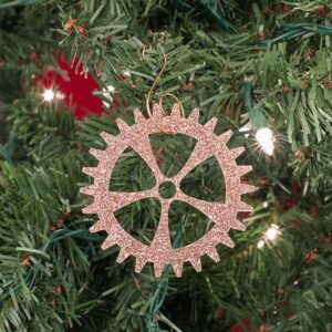 Steampunk Glitter Gear Ornaments - Set of 8