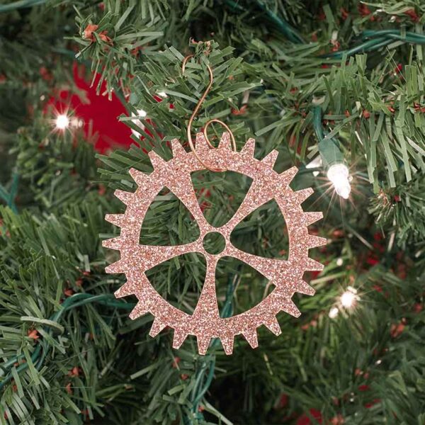 Steampunk Glitter Gear Ornaments - Set of 8