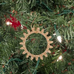 Steampunk Glitter Gear Ornaments - Set of 8