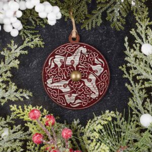Red and White Celtic Horses Christmas Ornament