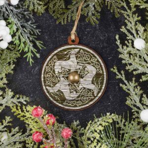 Green and White Celtic Deer Christmas Ornament