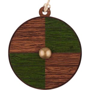 Brown and Green Viking Shield Christmas Ornament