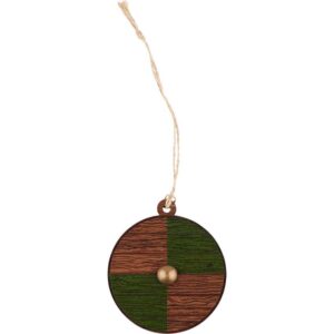 Brown and Green Viking Shield Christmas Ornament