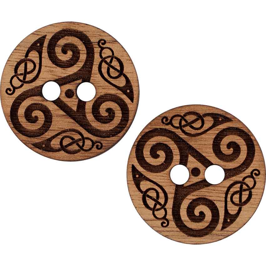 Triskele Wooden Buttons - Set of 2