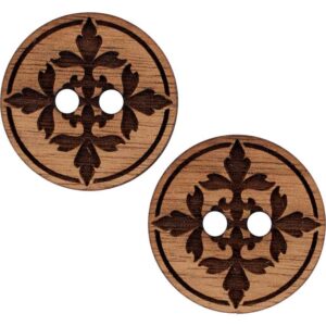 Renaissance Flourish Wooden Buttons - Set of 2