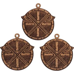 Viking Shield with Axes Mini Christmas Ornament - Set of 3