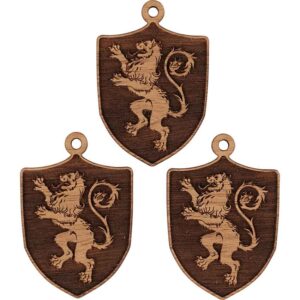 Medieval Heraldic Lion Shield Mini Christmas Ornament - Set of 3