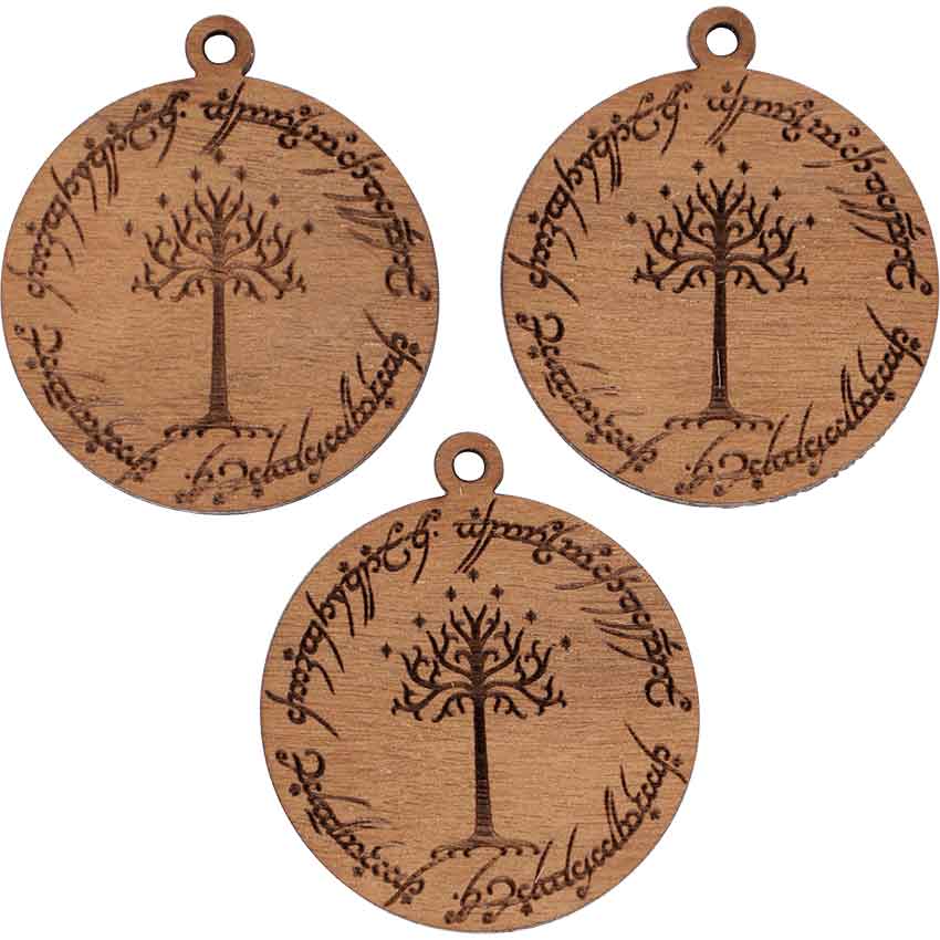 Tree and Script Mini Christmas Ornament - Set of 3