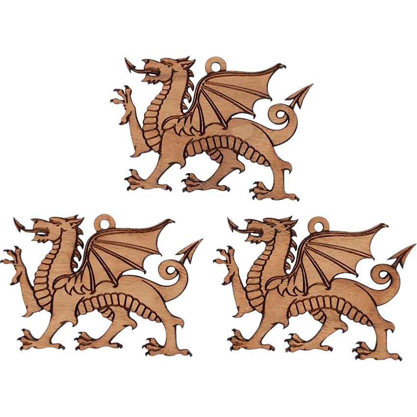 Welsh Cadwaller Dragon Mini Christmas Ornament - Set of 3