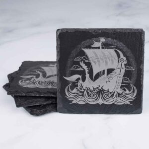 Viking Longboat Slate Coasters - Set of 4